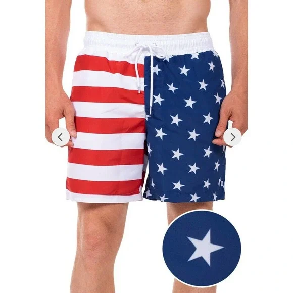 Tipsy Elves XL Mens Patriotic USA American Flag Swim Trunks Board Shorts 🇺🇸 - Picture 2 of 4